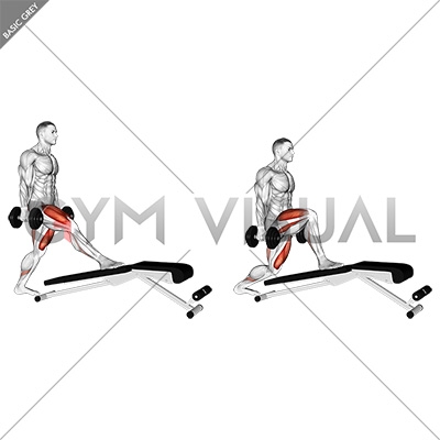 Dumbbell Decline Bench Lunge